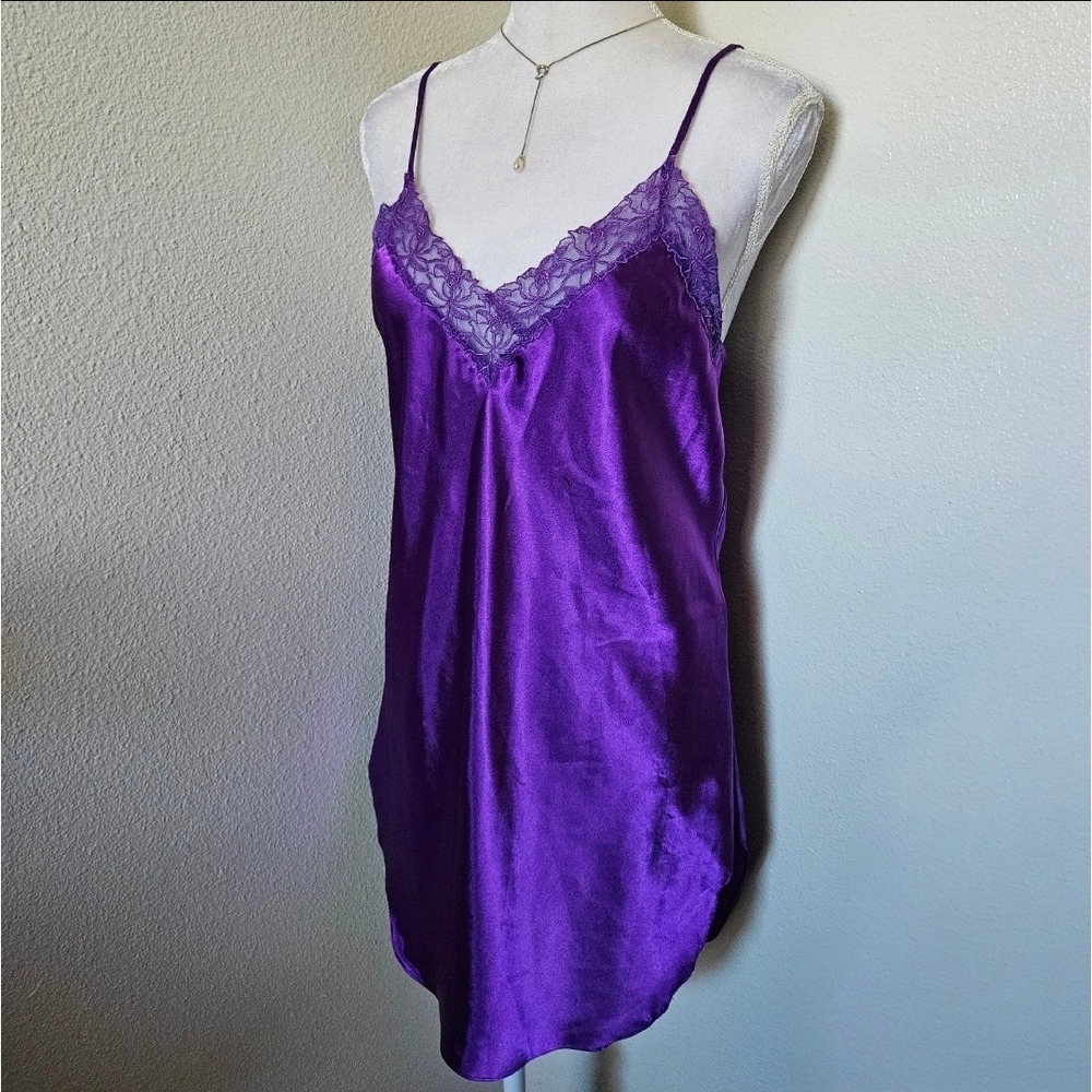 Vintage Victoria's Secret Purple Satin Slip Dress Nightgown Chemise